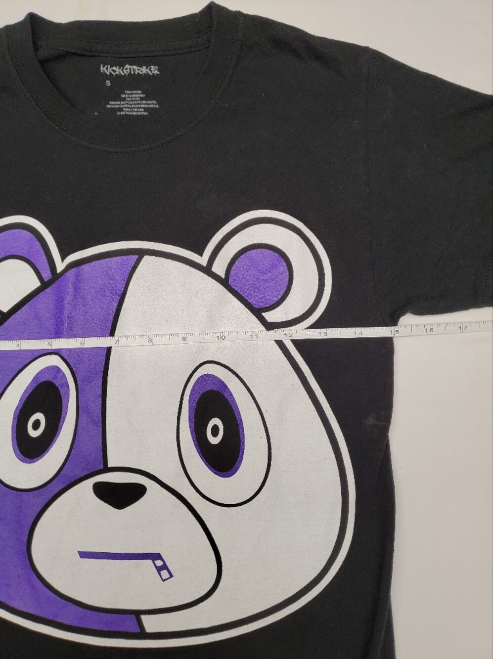Kickstrike Black Purple Bear Graphic Tee Size Small Streetwear Hip Hop Cotton - Picture 3 of 5
